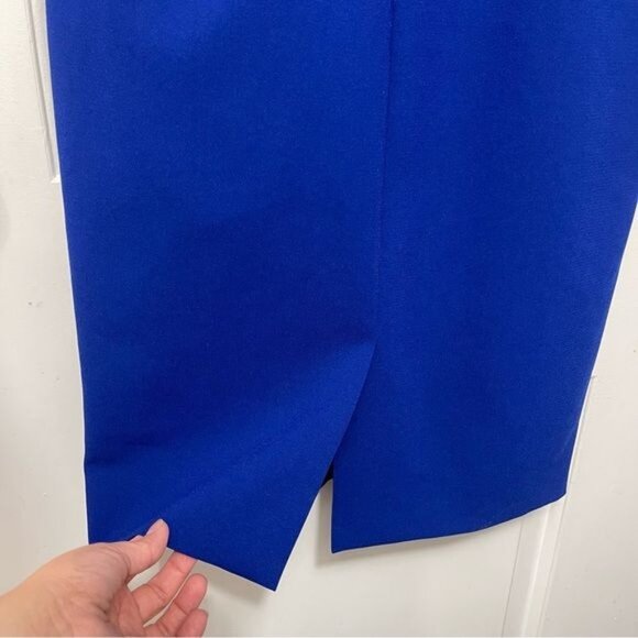 Teri Jon by Rickie Freeman Cold Shoulder Sheath Dress in Royal Blue Size 2 - Picture 9 of 12